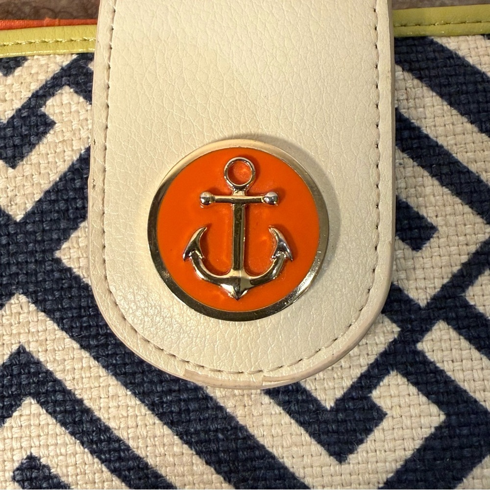 Spartina 449 Haig Point Yacht Club Wallet Coastal Nautical Navy Green Orange - Picture 11 of 13